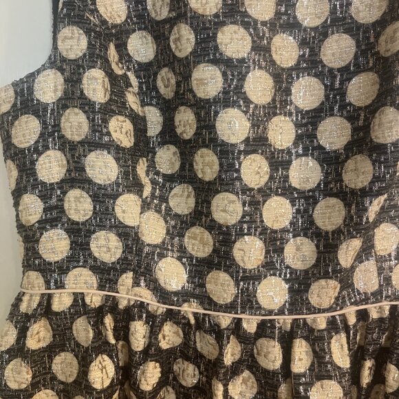 ModCloth Metallic Polka Dot Dress Women's Sz L Lined Pockets Zipper - Picture 4 of 15